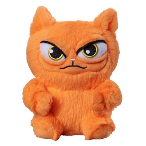 Bauer Spielwaren - Grumpy Dudes - Katze: Kuscheltier mit grimmigen Blick, aus softem, flauschigem Plüsch, 15 cm, orange (12254) von Bauer Spielwaren