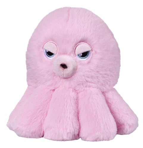 Bauer Spielwaren - Grumpy Dudes - Oktopus: Kuscheltier mit grimmigen Blick, aus softem Plüsch, 15 cm, rosa (12252) von Bauer Spielwaren