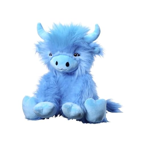 Bauer Spielwaren - Hochlandkuh: Kuscheltier mit wuscheligem, blauem Fell, sitzend, 25 cm, blau (12002) von Bauer Spielwaren