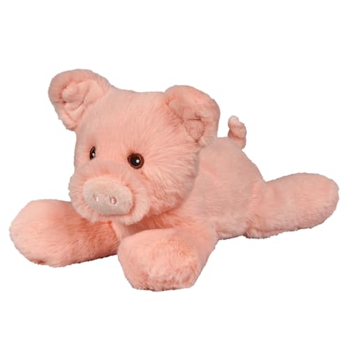 Bauer Spielwaren I Like My Planet - Schwein: Kuscheltier aus softem Plüsch, hergestellt aus recycelten PET-Flaschen, 100% recycelt, liegend, 23 cm, rosa (12801) von Bauer Spielwaren