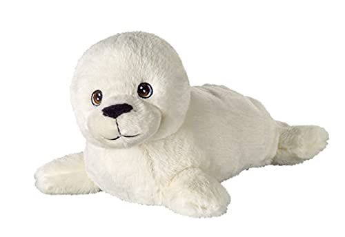 Bauer Spielwaren I Like My Planet - Seehund: Kuscheltier aus softem Plüsch, hergestellt aus recycelten PET-Flaschen, 100% recycelt, liegend, 33 cm, weiß (12946) von Bauer Spielwaren