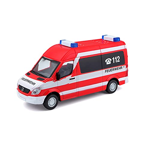 Bauer Spielwaren Mercedes Sprinter Feuerwehr: Einsatzfahrzeug im Maßstab 1:50, ab 3 Jahren, ca. 11,5 cm, rot (18-32006F) von Bauer Spielwaren