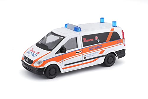 Bauer Spielwaren Mercedes Vito Johanniter: Einsatzfahrzeug im Maßstab 1:50, ab 3 Jahren, ca. 11 cm, weiß-orange (18-32007J) von Bauer Spielwaren