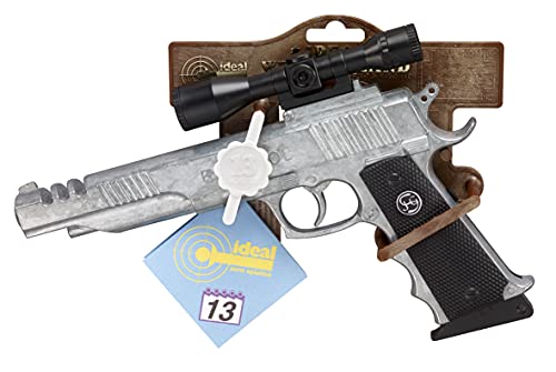 Festartikel Hirschfeld J.G.Schrödel Europol: Spielzeugpistole für Zündplättchen, ideal für das Polizeikostüm, 13 Schuss, in Box, 25 cm, schwarz/silber (304 0991) von Bauer Spielwaren