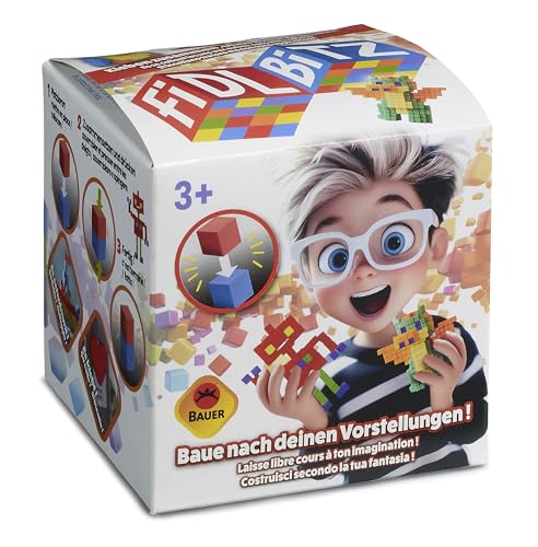 „Fidl Bitz - Starter Set: Spielset mit ca. 160 bunten Schaumstoffwürfeln zum Bauen und Konstruieren, kleben ohne zu kleben, Schwimmen im Wasser, blau/grün/lila (21100) von Bauer Spielwaren