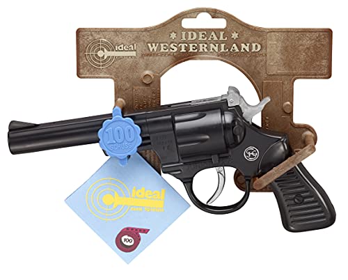 J.G.Schrödel 4019151 Junior: Spielzeugpistole für Zündplättchen, Ideal für das Cowboy- oder Polizeikostüm, 100 Schuss, 21 cm, schwarz (401 9151) von Bauer Spielwaren