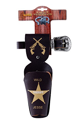 J.G.Schrödel Gürtel Wild Jesse: Pistolengürtel für Spielzeugpistole, mit 1 Holster, Ideales Zubehör für Cowboy-Kostüme, 50-90 cm, schwarz/gold (730 0146) von Bauer Spielwaren