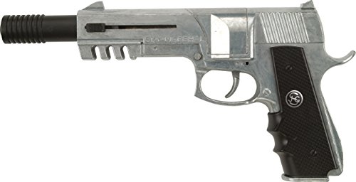 J.G.Schrödel Sky Marshall: Spielzeugpistole für Zündplättchen, Ideal für das Polizeikostüm, 12 Schuss, 27 cm, schwarz/silber (208 0941) von Bauer Spielwaren