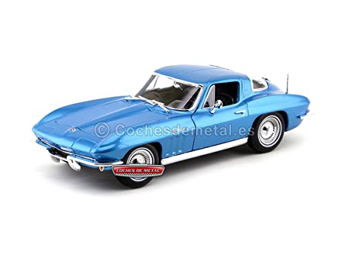 Maisto Chevrolet Corvette 1965, Modellauto mit Federung, Maßstab 1:18, Türen und Motorhaube beweglich, Fertigmodell, lenkbar, 24 cm, Multi color (531640) von Bauer Spielwaren