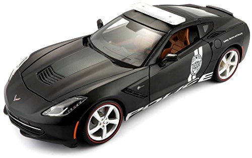 Maisto Corvette Stingray Polizei 2014, Modellauto mit Federung, Maßstab 1:18, Türen und Motorhaube beweglich, Fertigmodell, lenkbar, 24 cm, schwarz (536212) von Bauer Spielwaren