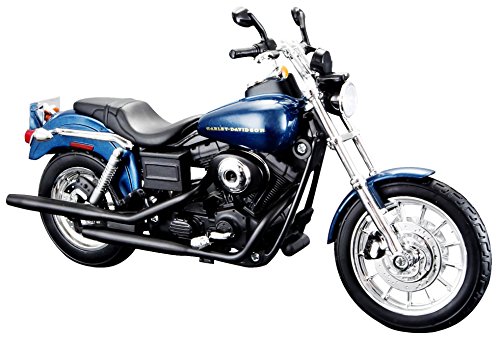 Maisto Harley-Davidson Dyna Super Glide Sport ´03: Motorradmodell 1:12, mit Lenkung, beweglichem Ständer und frei rollenden Rädern, 17 cm, blau (532321) von Bauer Spielwaren