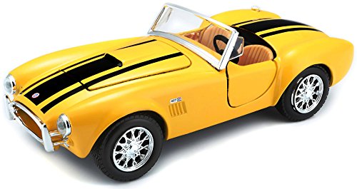 Maisto Shelby Cobra 427 '65: Originalgetreues Modellauto 1:24, Türen und Motorhaube zum Öffnen, Fertigmodell, 20 cm, gelb (531276) von Bauer Spielwaren