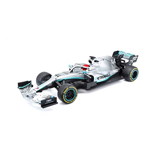 Maisto Tech R/C F1 Mercedes AMG Petronas W10 (2019): Ferngesteuertes Auto Lewis Hamilton im Maßstab 1:24, Originalgetreues Formel 1-Auto, 27 MHz, Pistolengriff-Steuerung, 22 cm, Silber (581382) von Bauer Spielwaren