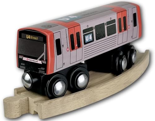 Bauer&Sohn Holz U-Bahn Modell U4, Rot, 12 x 3 x 6 cm, Kinder, Unisex von Bauer&Sohn