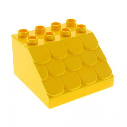 1 x Lego Duplo Dach schräg Stein gelb 4 x 4 x 2 mit Schindeln Dachstuhl Box breit klein für Puppenhaus Bauernhof Farm Set 10617 18814 von Bausteine gebraucht