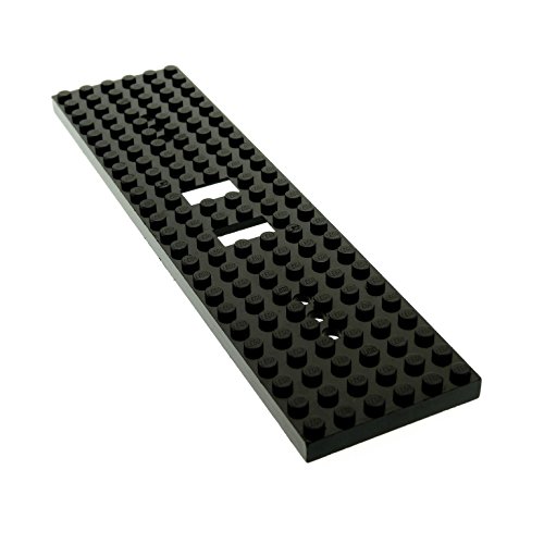 1 x Lego System Zug Platte schwarz Train Eisenbahn 6x24 Noppen 3 Löcher an jedem Ende 6584a von Bausteine gebraucht
