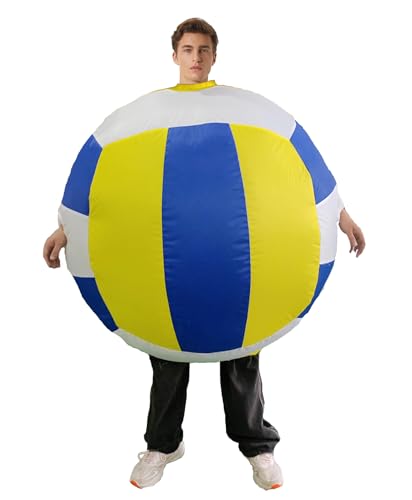 Aufblasbare Volleyball Kostüm Erwachsene Aufblasbare Fußball Kostüm Halloween lustige Blow Up Sport Party Anzug (Blau, Eine Größe) von Bauxhie
