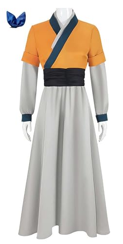 Bauxhie Anime The Apothecary Diaries Maomao Cosplay Kostüm Oberteile Rock Gürtel Halloween Uniform Anzug für Damen (Gelb, XXL) von Bauxhie