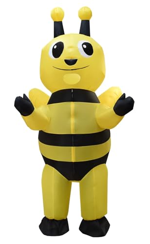 Bauxhie Aufblasbare Bumble Bee Kostüm Erwachsene Halloween Lustiges Aufblasbares Kostüm (Gelb, Eine Größe) von Bauxhie