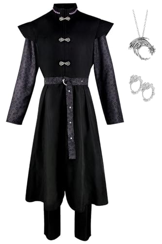 Bauxhie Daemon Targaryen Kostüm Erwachsene Herren Prinz Daemon Cosplay Halloween Outfits Tunika Hose Gürtel Full Set (Lila, 3XL) von Bauxhie