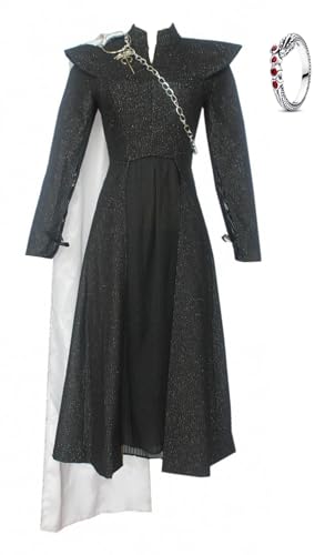 Bauxhie Damen Daenerys Targaryen Cosplay Kostüm Kleid mit Ring Daenerys Drachen Kampfanzug für Halloween (Weiß, M) von Bauxhie