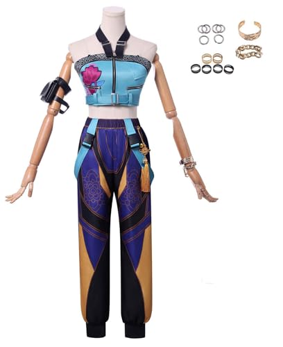 Bauxhie Damen Demon Hunters Kostüm Zoey Cosplay Outfits mit Zubehör Halloween Outfits (Blau, S) von Bauxhie