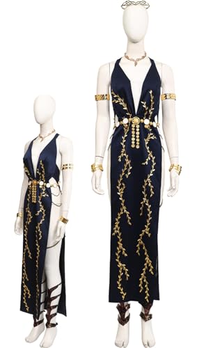 Bauxhie Damen Elden Ring Marika Cosplay Kleid mit Zubehör Deluxe Halloween Kostüm (Schwarz, L) von Bauxhie
