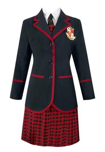 Bauxhie Damen Herren Umbrella Academy Kostüm Number Five Cosplay Jacke Shorts Schule Uniform Anzug für Halloween (Damen, XL) von Bauxhie