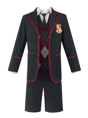 Bauxhie Damen Herren Umbrella Academy Kostüm Number Five Cosplay Jacke Shorts Schule Uniform Anzug für Halloween (Herren, L) von Bauxhie