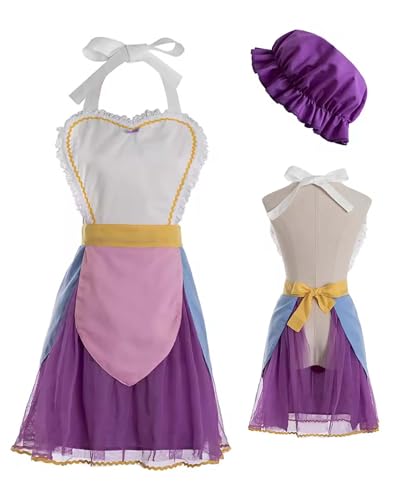 Bauxhie Damen Mrs Potts Kostüm Mrs Potts Teekanne Cosplay Outfits mit Hut Full Set für Halloween (Lila, XXL) von Bauxhie