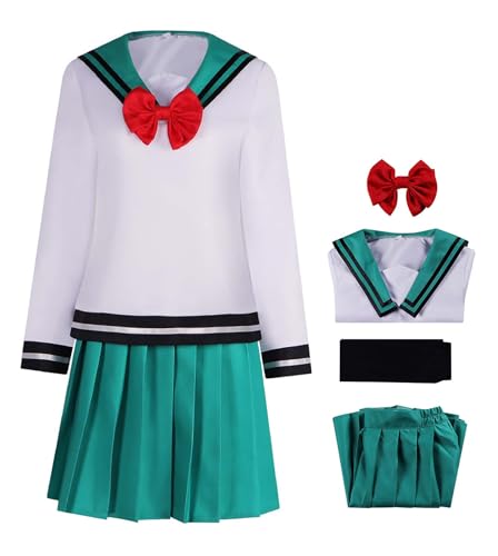 Bauxhie Damen Saiki K Cosplay Teruhashi Kokomi Kostüm Schuluniform Kleid Matrose Anzug für Hallwoeen Party (Grün, XL) von Bauxhie