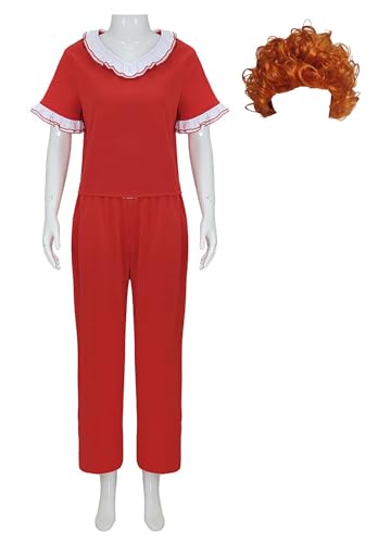 Bauxhie Damen Sally O'Malley Kostüm Im 50 Outfit Saturday Night Kick Lady Cosplay Halloween Anzug (Rot + Perücke, XS) von Bauxhie