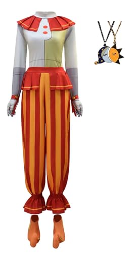 Bauxhie Damen Sundrop und Moondrop Kostüm mit Halskette Cartoon Clown Cosplay Halloween Anzug (Rot, M) von Bauxhie