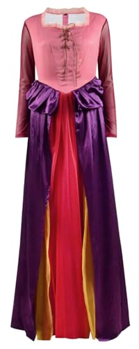 Bauxhie Damen Winifred Sanderson Kostüm Sarah Kleid Mary Sanderson Hexe Halloween Cosplay Outfits (Rosa, L) von Bauxhie