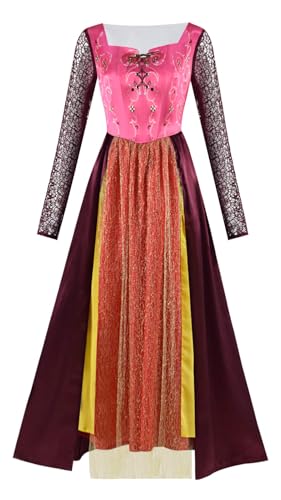 Bauxhie Damen Winifred Sanderson Kostüm Sarah Kleid Mary Sanderson Hexe Halloween Cosplay Outfits (Rosa 2, S) von Bauxhie