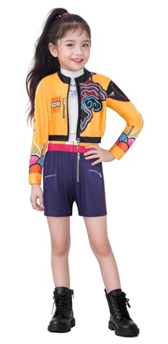 Bauxhie Demon Hunters Kostüm Rumi Cosplay Jacke Shorts Anzug Zoey Outfits Mira Bühnenuniform Anzug für Halloween (Gelb, M) von Bauxhie