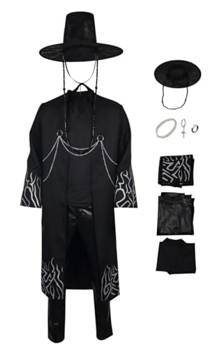 Bauxhie Demon Hunters Kostüm Sajaboys Cosplay Jinu Kostüm Mantel Oberteil Hose mit Hut Deluxe Halloween Anzug (Schwarz, M) von Bauxhie