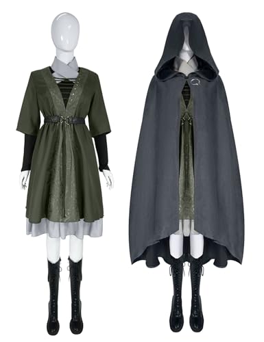 Bauxhie Elden Ring Kostüm für Damen Melina Cosplay Uniform Anzug mit Umhang Full Set für Halloween (Schwarz, 3XL) von Bauxhie