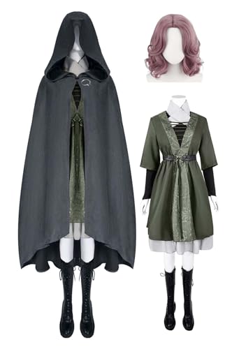 Bauxhie Elden Ring Kostüm für Damen Melina Cosplay Uniform Anzug mit Umhang Full Set für Halloween (Schwarz + Perücke, XXL) von Bauxhie