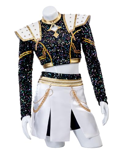 Bauxhie Erwachsene Frauen Zoey Demon Hunters Outfits Goldene Performance Uniform Komplettset für Halloween (Schwarz, XL) von Bauxhie