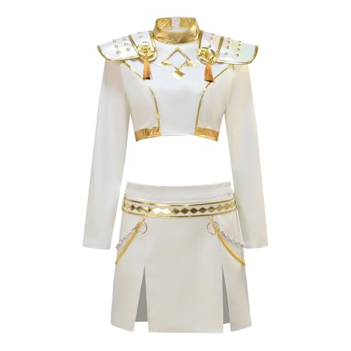 Bauxhie Erwachsene Frauen Zoey Demon Hunters Outfits Goldene Performance Uniform Komplettset für Halloween (Weiß, XXL) von Bauxhie