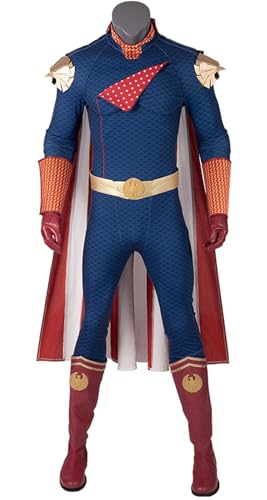 Bauxhie Erwachsene Homelander Kostüm Herren Overall mit Umhang und Rüstung Deluxe Outfit für Halloween (Blau, M) von Bauxhie