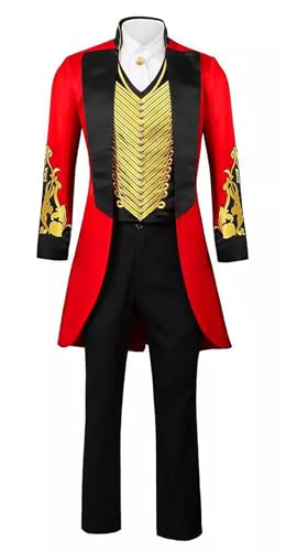 Bauxhie Erwachsene PT Barnum Kostüm Herren Tuxedo Jacke Hemd Weste Hose Leistung Uniform Outfit für Halloween (Schwarz, XXL) von Bauxhie