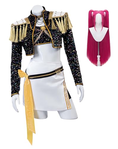 Bauxhie Frauen Demon Hunter Kostüm Rumi Mira Zoey Cosplay Idol Bühne Leistung Anzug für Halloween (Mira + Perücke, 3XL) von Bauxhie