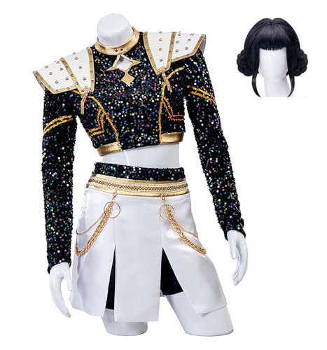 Bauxhie Frauen Demon Hunter Kostüm Rumi Mira Zoey Cosplay Idol Bühne Leistung Anzug für Halloween (Zoey + Perücke, 3XL) von Bauxhie