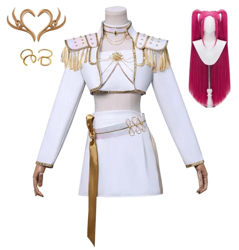 Bauxhie Frauen Demon Hunters Kostüm Mira/Zoey/Rumi Cosplay Full Set Bühne Performance Uniform für Halloween (Mira + Perücke, L) von Bauxhie
