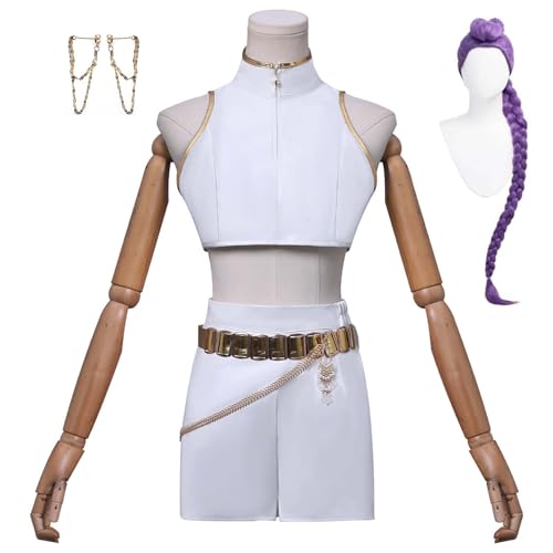 Bauxhie Frauen Demon Hunters Kostüm Mira/Zoey/Rumi Cosplay Full Set Bühne Performance Uniform für Halloween (Rumi + Perücke, XXL) von Bauxhie