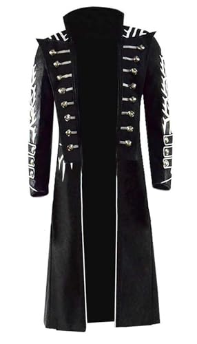 Bauxhie Herren DMC 5 Vergil Cosplay Kostüm Jacke Weste Hose mit Handschuhen Schwarz Uniform Anzug für Halloween (Nur Jacke, XXL) von Bauxhie