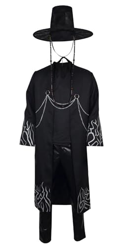Bauxhie Herren Demon Hunters Saja Boys Kostüm Sajaboy Jinu Cosplay Mantel Shirt Pant Hut Full Set für Halloween (Schwarz, XXL) von Bauxhie