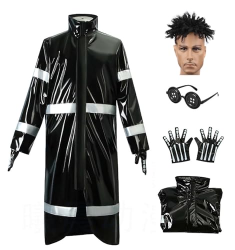 Bauxhie Herren Wybie Lovat Kostüm Wybie lange Jacke mit Handschuhen Brille Halloweeen Cosplay Outfits (Schwarz + Perücke, 3XL) von Bauxhie